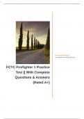 FCTC Firefighter 1 Practice Test &vert;&vert; With Complete Questions & Answers &lpar;Rated A&plus;&rpar;