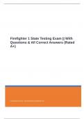 Firefighter 1 State Testing Exam &vert;&vert; With Questions & All Correct Answers &lpar;Rated A&plus;&rpar;