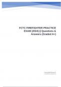 FCTC FIREFIGHTER PRACTICE EXAM &lpar;2024&rpar; &vert;&vert; Questions & Answers &lpar;Graded A&plus;&rpar;
