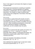 types of polynomials 