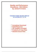 Solutions for Managing for Quality and Performance Excellence&comma; 12th Edition by Evans &lpar;All Chapters included&rpar;