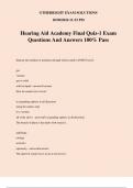 Hearing Aid Academy Final Quiz-1 Exam Questions And Answers 100&percnt; Pass