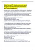 Med Surg ATI Cardiovascular and respiratory Exam Questions With Complete Solutions