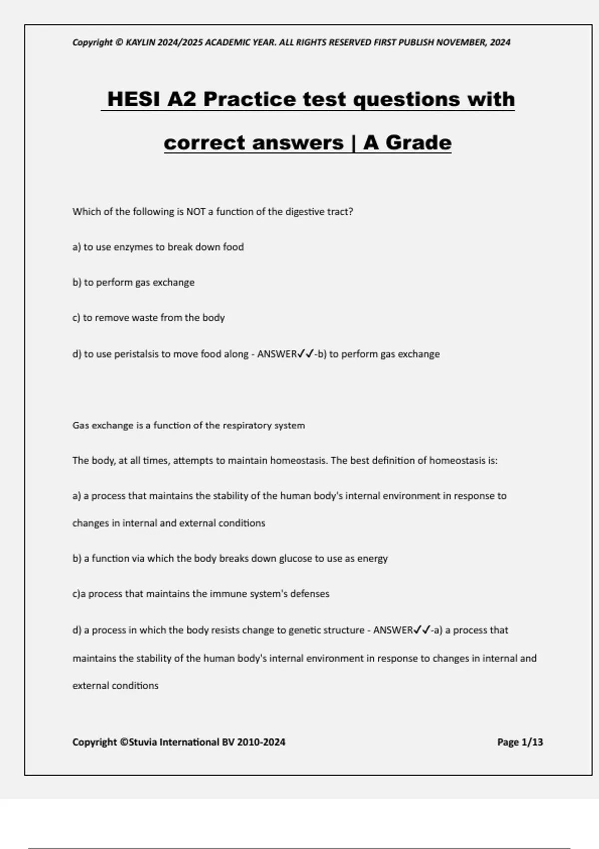 HESI A2 Practice test questions with correct answers | A Grade - Hesi ...