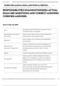 OLERE &lpar;OKLAHOMA LEGAL AND ETHICAL RESPONSIBILITIES EXAMINATION&rpar;2024 ACTUAL EXAM 200 QUESTIONS AND CORRECT ANSWERS &lpar;VERIFIED ANSWERS