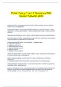   Public Policy Exam 2 Questions With Correct Answers 2024