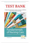TEST BANK For Fundamentals of Nursing Care&colon; Concepts&comma; Connections and Skills 3rd Edition By Marti Burton&semi; David Smith &sol; ORIGINAL STUDY GUIDE