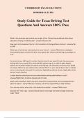 Study Guide for Texas Driving Test Questions And Answers 100&percnt; Pass