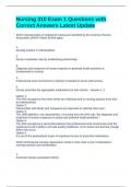 Nursing 310 Exam 1 Questions with Correct Answers Latest Update