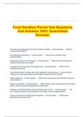 Food Handlers Permit Test Questions And Answers 100&percnt; Guaranteed Success&period;