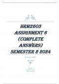 HRM2603 ASSIGNMENT 6 SEMESTER 2 2024 &lpar;COMPLETE ANSWERS&rpar; 