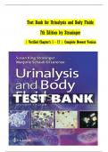TEST BANK For Urinalysis and Body Fluids&comma; 7th Edition by Strasinger &vert; Verified Chapters 1 - 17 &vert; Complete Newest Version