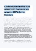Leadership and Ethics D016 APPROVED Questions and Answers 100&percnt; Correct Solutions