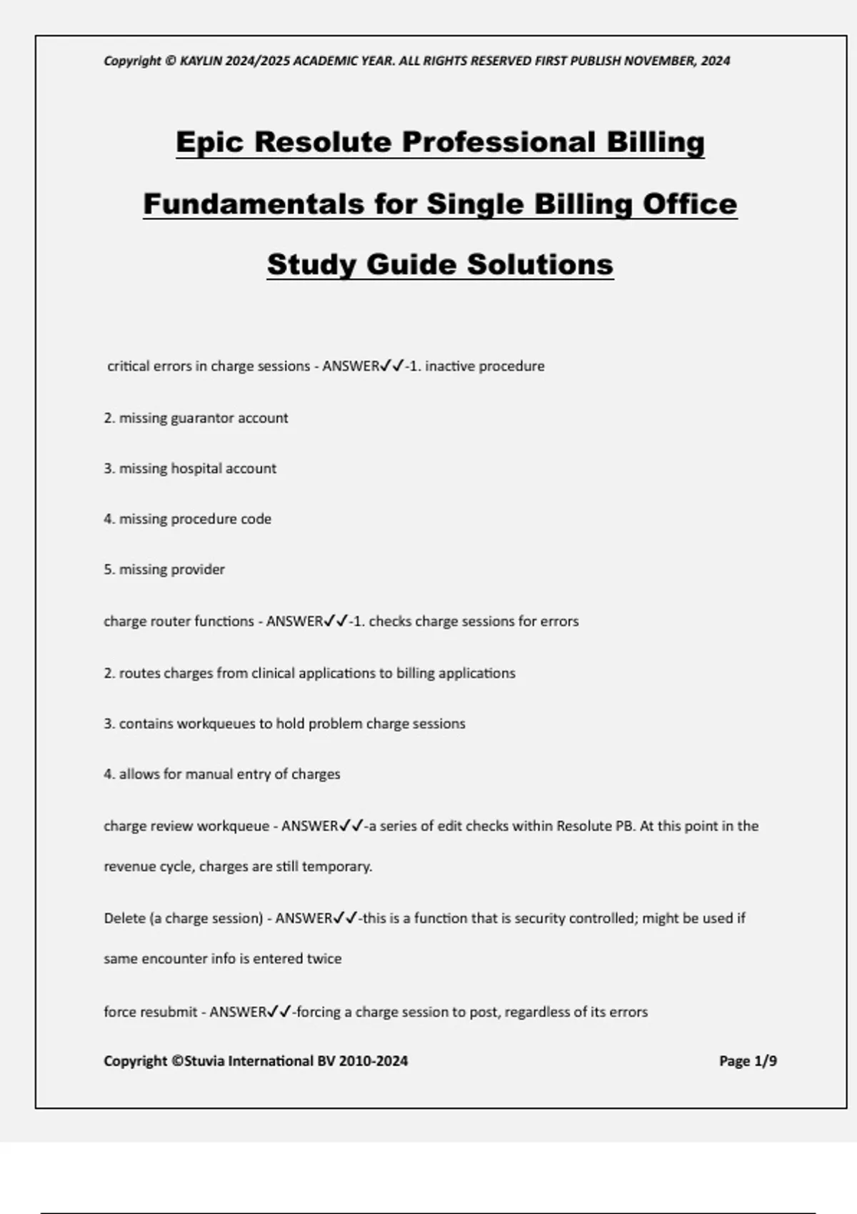 Epic Resolute Professional Billing Fundamentals for Single Billing ...