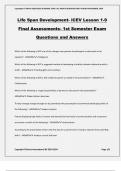 Life Span Development- iCEV Lesson 1-9 Final Assessments- 1st Semester Exam Questions and Answers