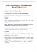 HIM 410 Final Exam Questions With Complete Solutions
