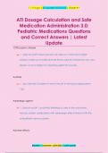 ATI Dosage Calculation and Safe Medication Administration 3&period;0&colon; Pediatric Medications Questions and Correct Answers &vert; Latest Update