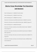 Marine Corps Knowledge Test Questions and Answers