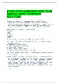 LOGISTICS MANAGEMENT FINAL EXAM QUESTIONS WITH COMPLETE SOLUTIONS&period;