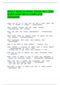 ADULT HEALTH FINAL EXAM FALL 2023 QUESTIONS WITH COMPLETE ANSWERS&period;