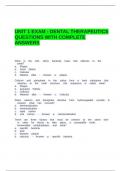 UNIT 1 EXAM - DENTAL THERAPEUTICS QUESTIONS WITH COMPLETE ANSWERS