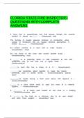 FLORIDA STATE FIRE INSPECTOR I QUESTIONS WITH COMPLETE ANSWERS