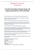 ServSafe Food Safety Manager Exam&colon; 7th Edition QUESTIONS AND ANSWERS