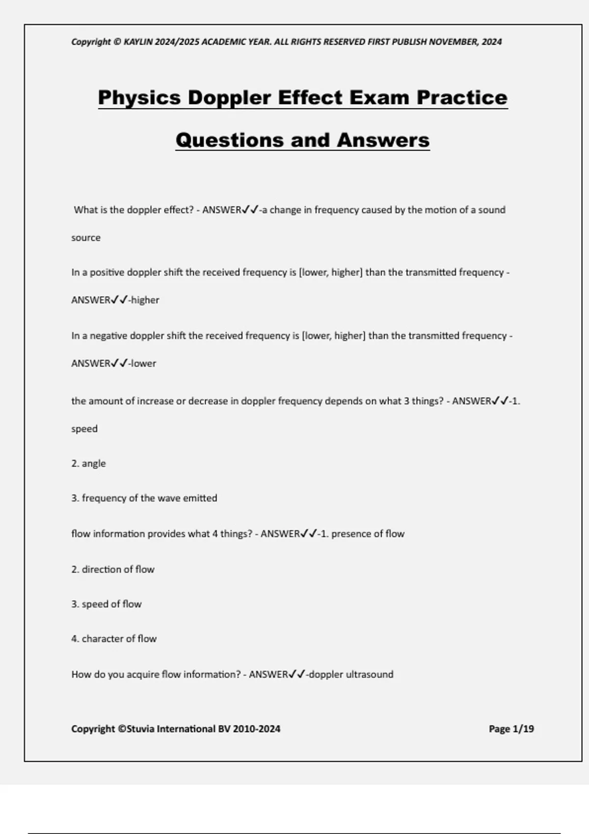 Physics Doppler Effect Exam Practice Questions and Answers - Practice ...
