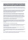 Agency Contract Liability-Agency Power Exam Questions with Complete Answers 