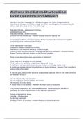 Alabama Real Estate Practice Final Exam Questions and Answers