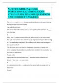 NORTH CAROLINA HOME INSPECTION LICENSING EXAM STUDY GUIDE 2024&sol;2025 &lpar;QUESTIONS AND CORRECT ANSWERS&rpar;