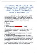 NEVADA LIFE AND HEALTH LICENSE EXAM LATEST ACTUAL EXAM COMPLETE 400 QUESTIONS AND DETAILED CORRECT ANSWERS &vert; A&plus; GRADE GUARANTEED PASS