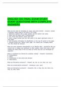 ENGLISH 101 FINAL EXAM STUDY GUIDE QUESTIONS WITH COMPLETE ANSWERS
