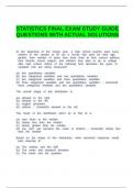 STATISTICS FINAL EXAM STUDY GUIDE QUESTIONS WITH ACTUAL SOLUTIONS