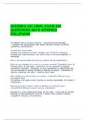 NURSING 101 FINAL EXAM 100 QUESTIONS WITH VERIFIED SOLUTIONS