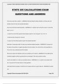 STATS 305 CALCULATIONS EXAM QUESTIONS AND ANSWERS