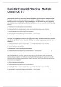 Busi 352 Financial Planning - Multiple Choice Ch&period; 1-7 Exam With Correct Actual Questions And Correctly Well Defined Answers&period;