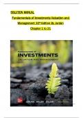 Solution Manual For Fundamentals of Investments&colon; Valuation and Management 10th Edition by Jordan&comma; Miller & Dolvin&comma; All 1-21 Chapters Covered &comma;Latest Edition&comma; ISBN&colon;9781264412815&comma;