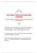 HUC MOCK CERTIFICATION EXAM 20242025 WITH GUARANTEED ACCURATE ANSWERS &vert;VERIFIED