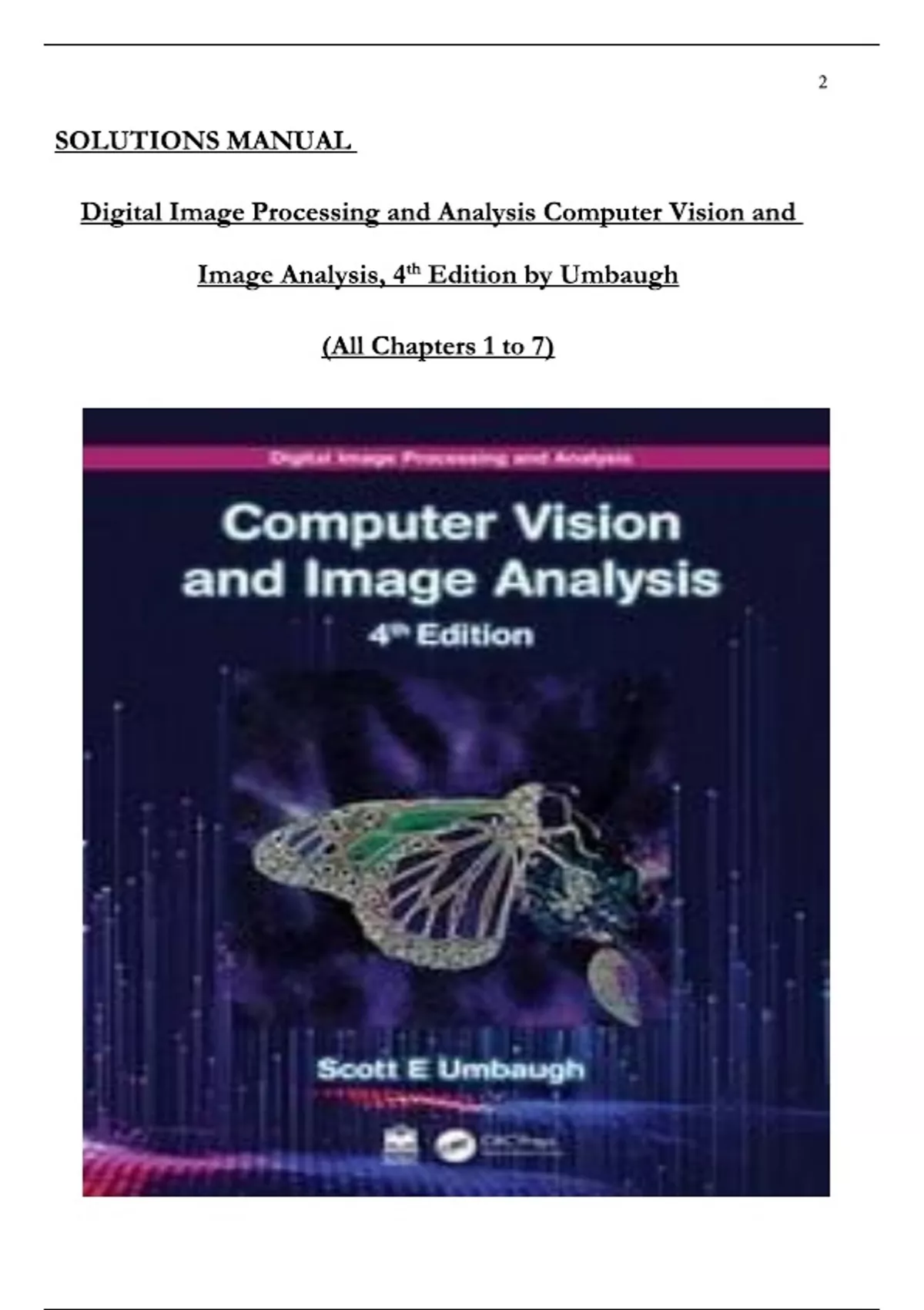 Solutions Manual for Digital Image Processing and Analysis
