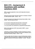 BUS 375 - Assignment 8 Questions with verified solutions 2025&period;