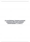 A Level Biology&colon; Common practical questions with mark schemed answers&lpar;paper 1 &comma;2 and 3 &rpar;