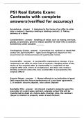 PSI Real Estate Exam Contracts with complete answers&lpar;verified for accuracy&rpar;&period;
