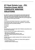 KY Real Estate Law - PSI Practice Exam WITH COMPLETE VERIFIED SOLUTIONS&period;