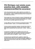 PSI Michigan real estate exam practice test&period; with complete answers&lpar;verified for accuracy&rpar;