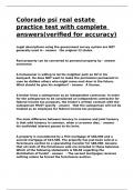 Colorado psi real estate practice test with complete answers&lpar;verified for accuracy&rpar;&period;