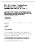 PSI- Real Estate Practice Exam Questions with complete answers&lpar;verified for accuracy&rpar;&period;