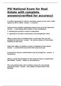 PSI National Exam for Real Estate with complete answers&lpar;verified for accuracy&rpar;