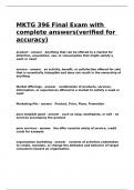 MKTG 396 Final Exam with complete answers&lpar;verified for accuracy&rpar;&period;