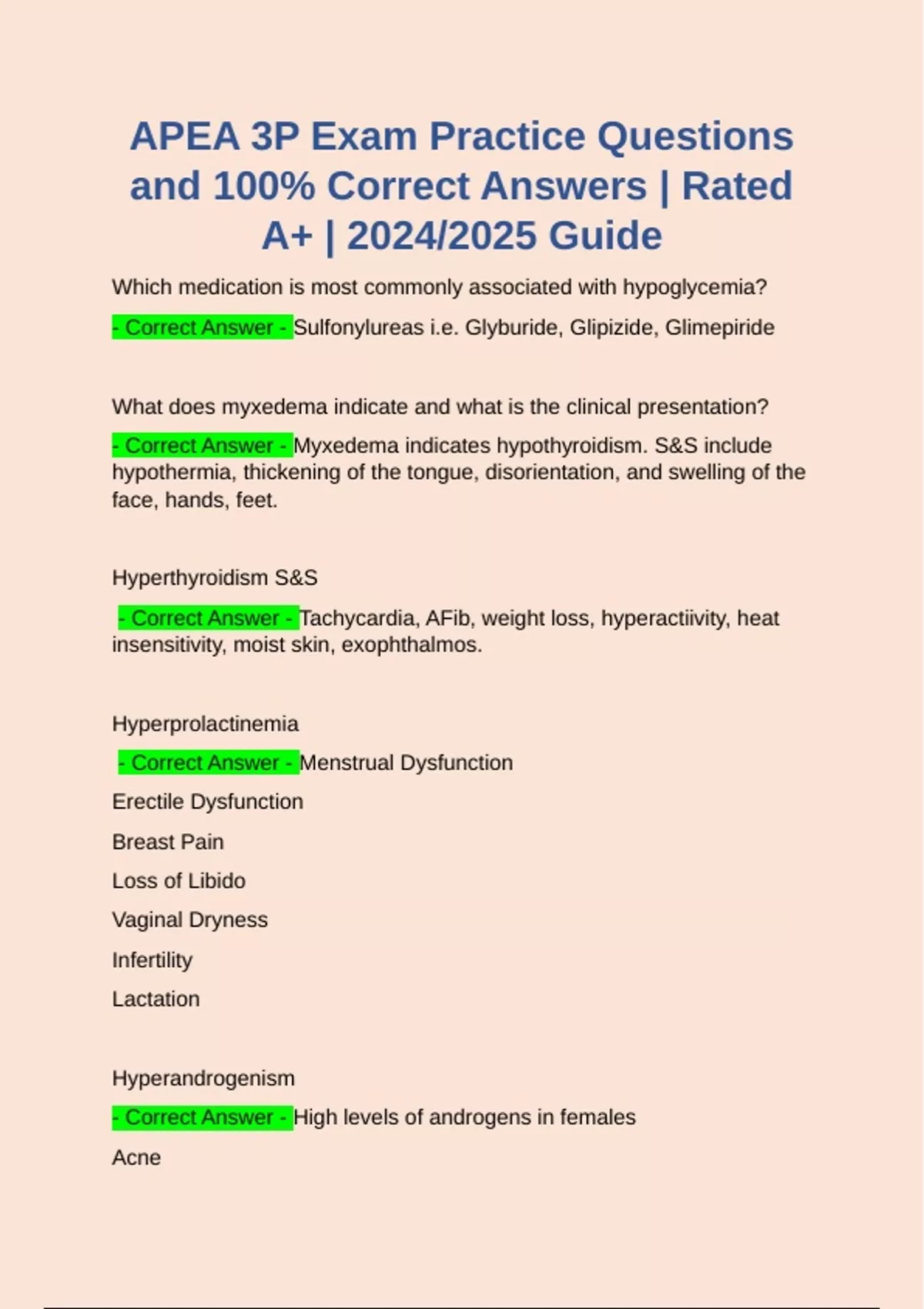 BUNDLE FOR APEA 3P EXAM STUDY GUIDE PRACTICE QUESTIONS AND ANSWERS BUNDLE FOR APEA 3P EXAM STUDY GUIDE PRACTICE QUESTIONS AND ANSWERS